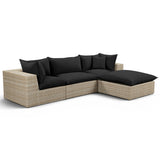 Cali 4 Piece Outdoor Sectional, Black/Natural
