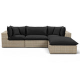 Cali 4 Piece Outdoor Sectional, Black/Natural
