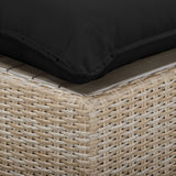 Cali Outdoor Ottoman, Black/Natural Base