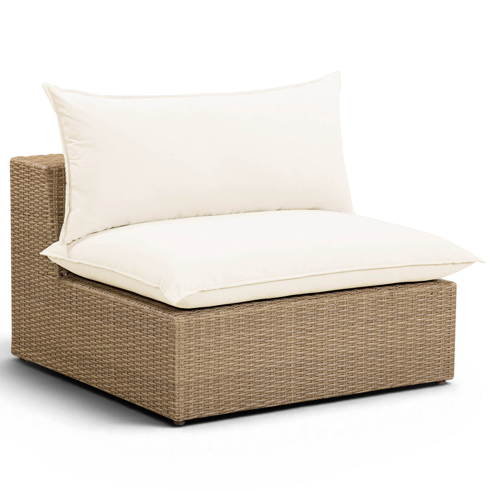 Cali Outdoor Armless Chair, Cream/Brown Base
