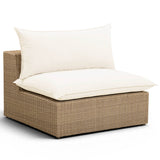 Cali Outdoor Armless Chair, Cream/Brown Base