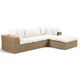 Cali 4 Piece Outdoor Sectional, Cream/Brown