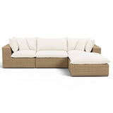 Cali 4 Piece Outdoor Sectional, Cream/Brown