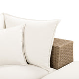 Cali 4 Piece Outdoor Sectional, Cream/Brown