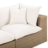Cali 4 Piece Outdoor Sectional, Cream/Brown