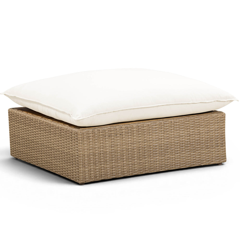 Cali Outdoor Ottoman, Cream/Brown Base