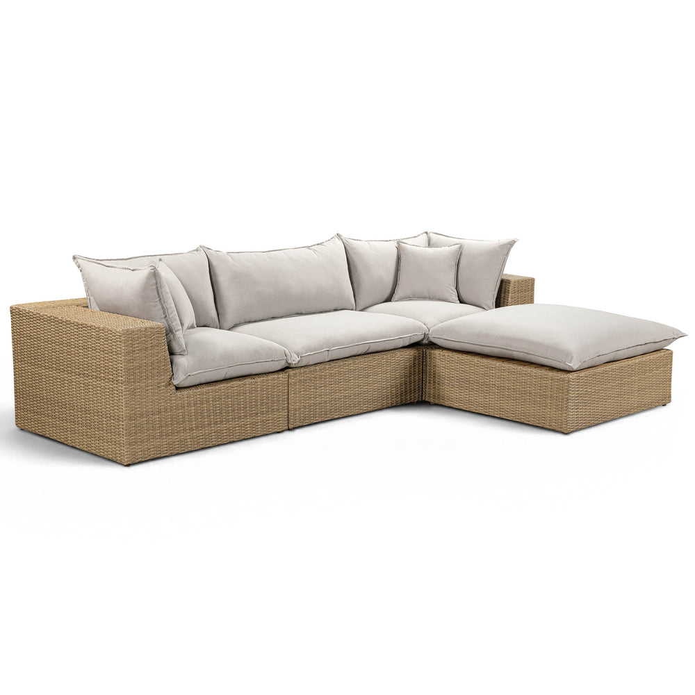 Cali 4 Piece Outdoor Sectional, Grey/Brown