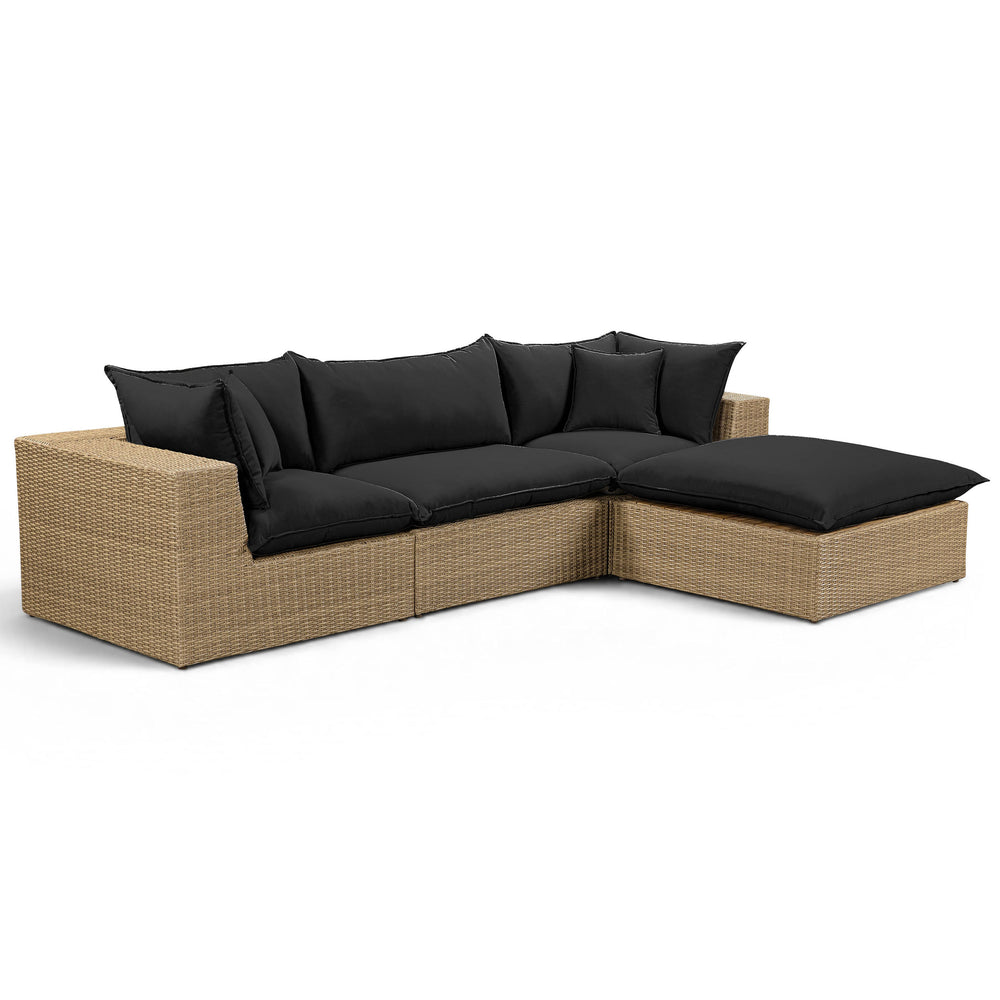 Cali 4 Piece Outdoor Sectional, Black/Brown