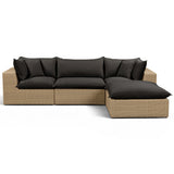 Cali 4 Piece Outdoor Sectional, Black/Brown