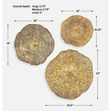 Radiance Metal Wall Decor, Gold, S/3-Accessories Artwork-High Fashion Home