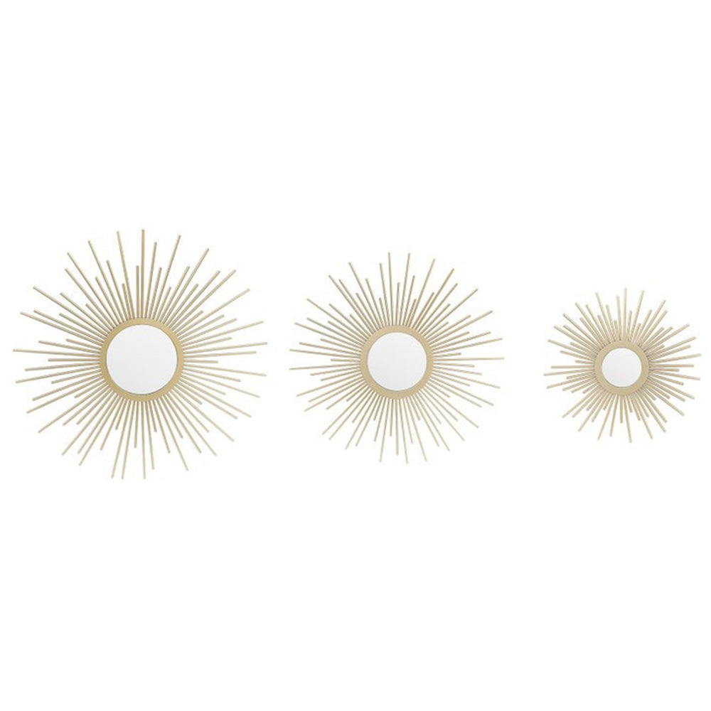 Radiance Wall Mirrors, Gold, Set of 3