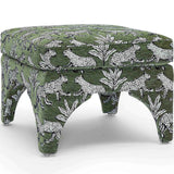 Raji Leopard Ottoman, Olive Green