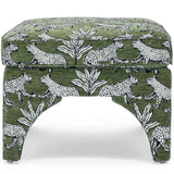Raji Leopard Ottoman, Olive Green