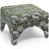 Raji Leopard Ottoman, Olive Green
