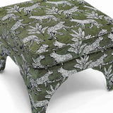 Raji Leopard Ottoman, Olive Green