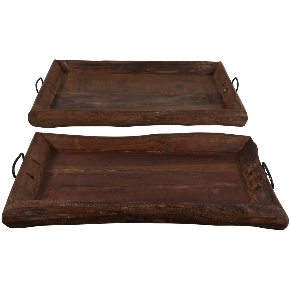 Reclaimed Wood Trays, Natural, Set of 2-Accessories-High Fashion Home