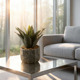 Red/Green Agave in Ridge Planter, Grey-Accessories-High Fashion Home