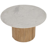 Reeded Round Coffee Table, White-Furniture - Accent Tables-High Fashion Home
