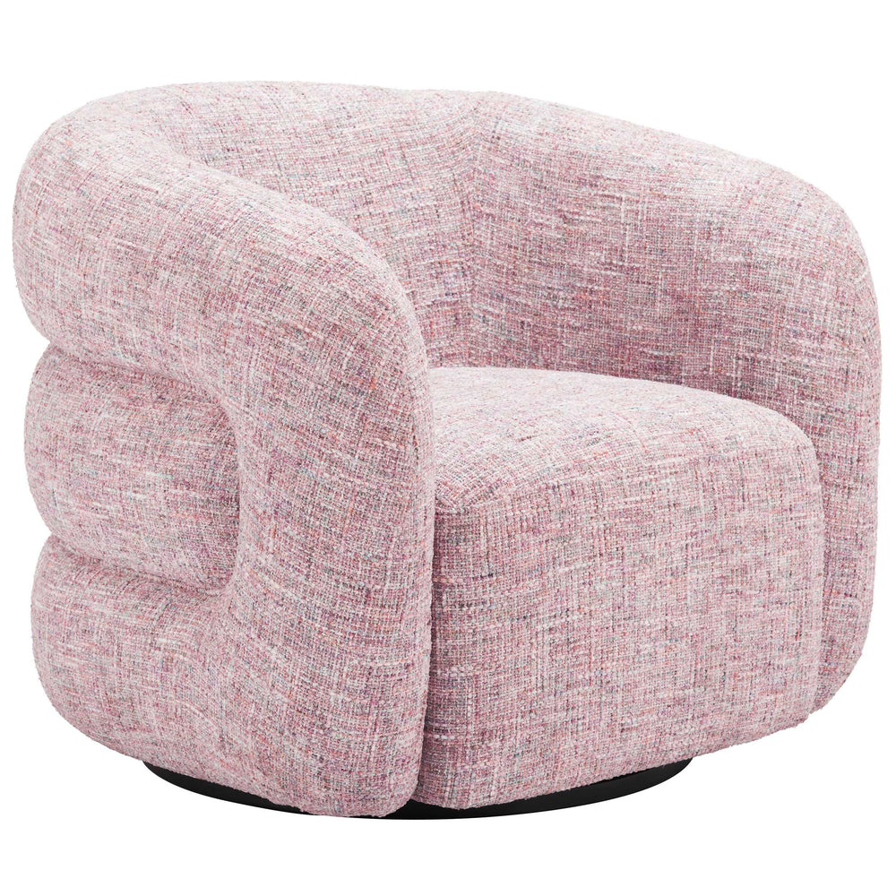 Refine Swivel Chair, Pink Tweed-Furniture - Chairs-High Fashion Home
