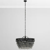 Renata Round Glass Chandelier, Black-Lighting-High Fashion Home