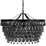 Renata Round Glass Chandelier, Black-Lighting-High Fashion Home