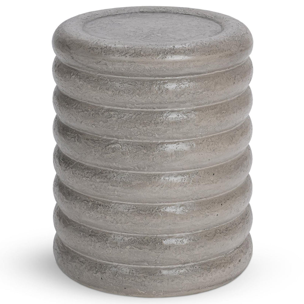 Reva Outdoor Round End Table, Dark Gray-Furniture - Outdoor-High Fashion Home