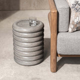 Reva Outdoor Round End Table, Dark Gray-Furniture - Outdoor-High Fashion Home