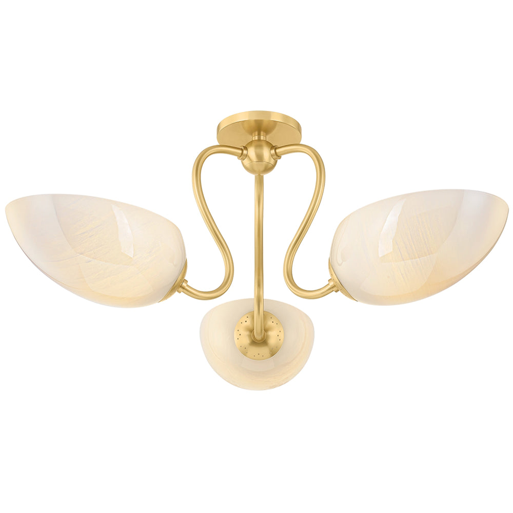 Reva Semi Flush, Aged Brass