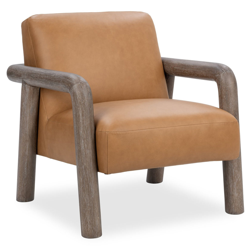 Reyna Leather Accent Chair, Tan-Furniture - Chairs-High Fashion Home