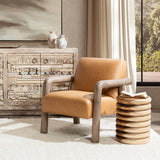 Reyna Leather Accent Chair, Tan-Furniture - Chairs-High Fashion Home