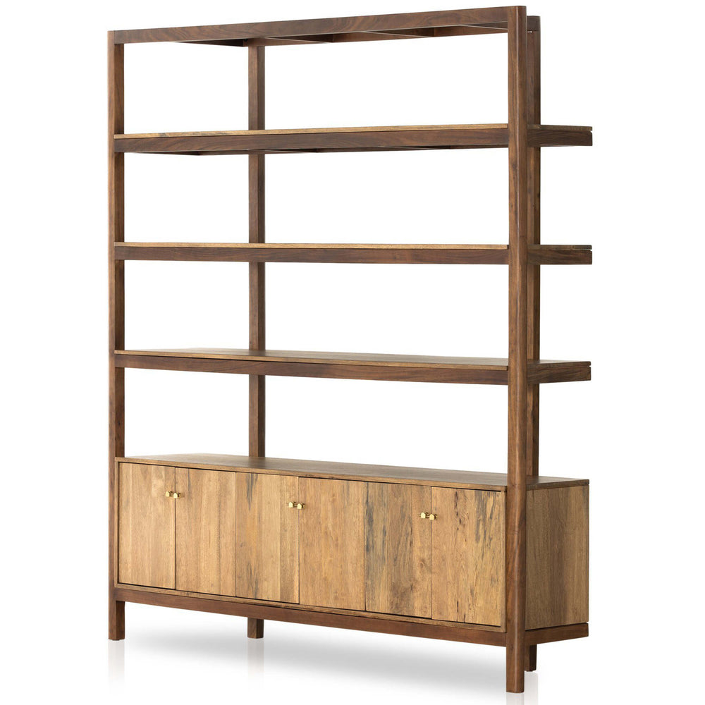 Reza Wide Bookcase, Smoked Honey by Four Hands-Furniture - Storage-High Fashion Home
