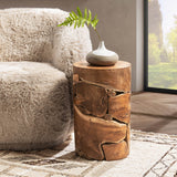 Rhea Round Accent Table, Natural-Furniture - Accent Tables-High Fashion Home