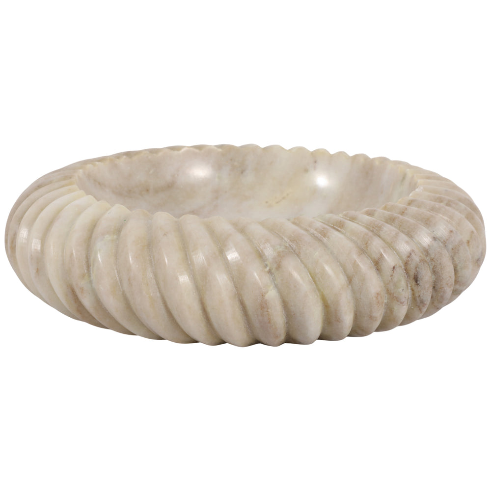 Ribbed Marble Bowl, Beige-Accessories-High Fashion Home