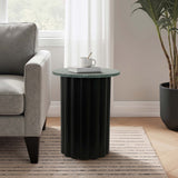 Ribbed Marble Top Accent Table, Green