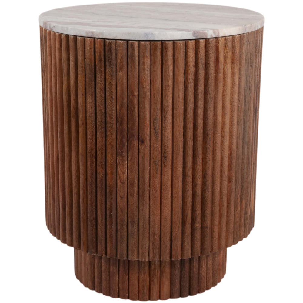 Ribbed Pedestal Table, Ivory