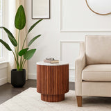 Ribbed Pedestal Table, Ivory