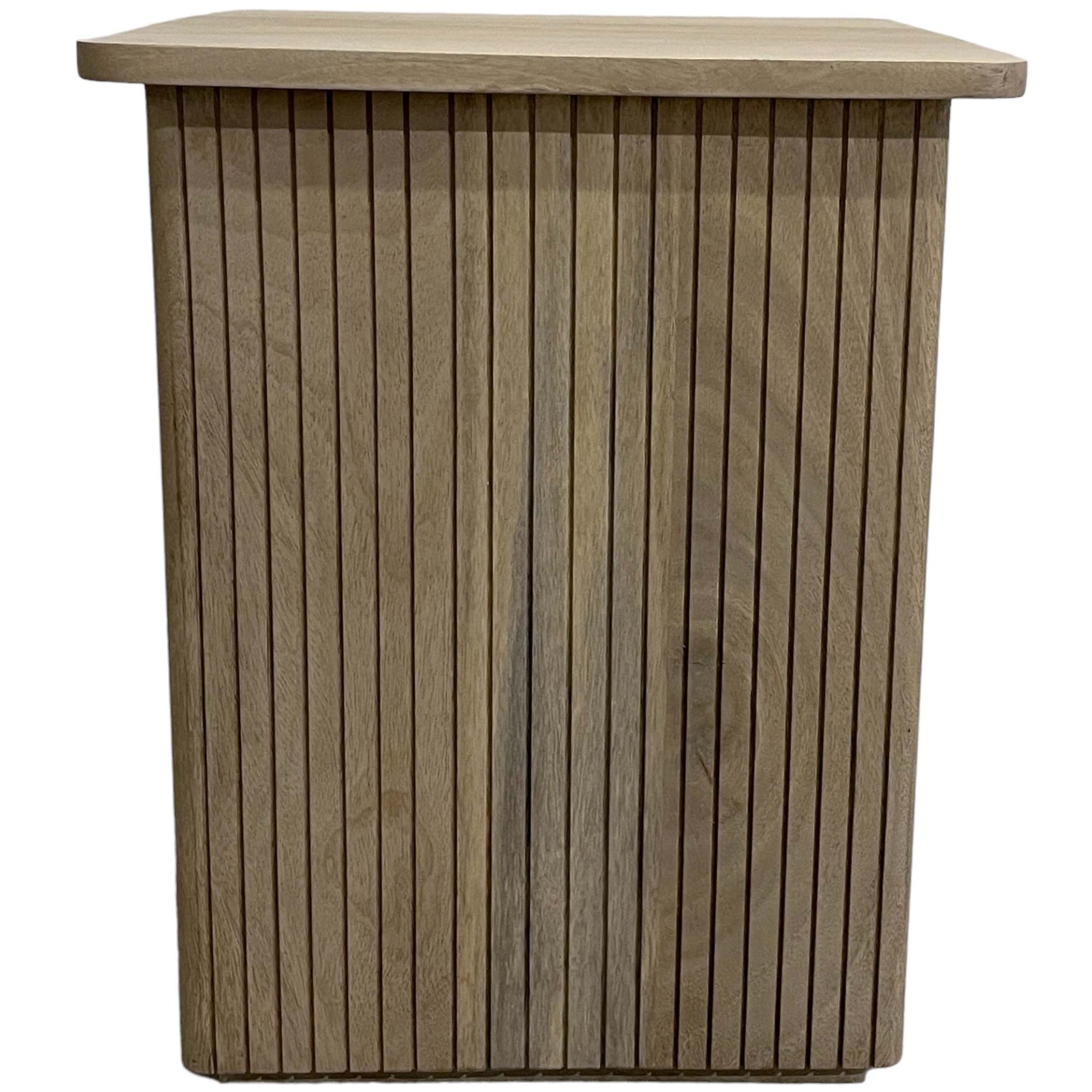 Ribbed Square Accent Table, Natural – High Fashion Home