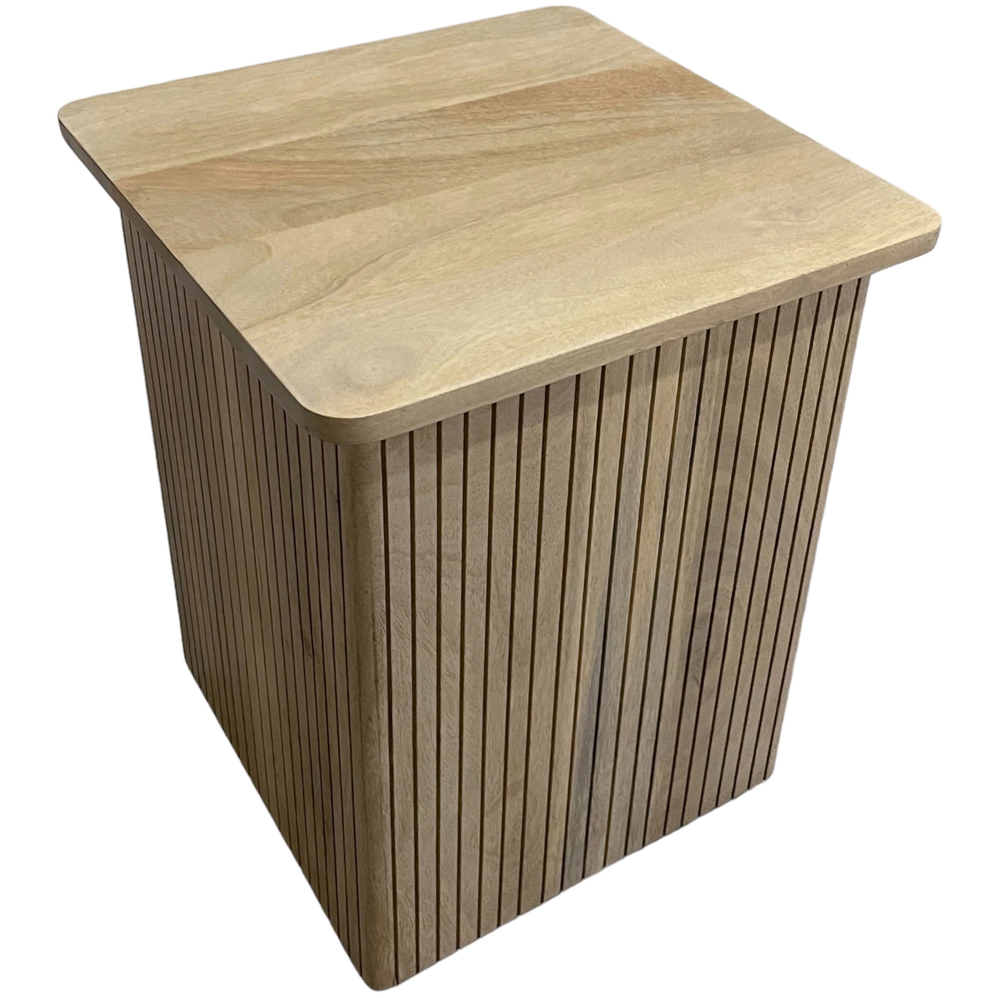 Ribbed Square Accent Table, Natural – High Fashion Home