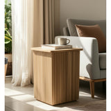Ribbed Square Accent Table, Natural