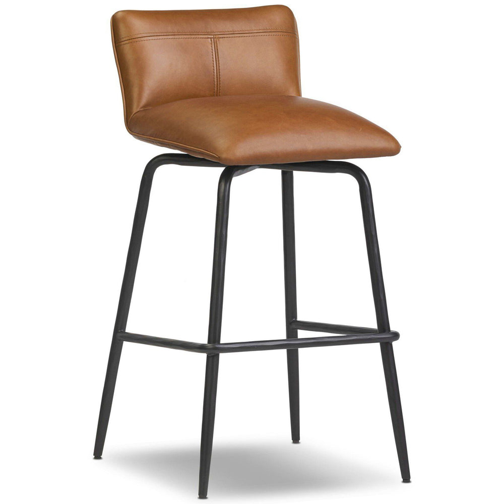 Ridley Leather Swivel Stool, Sonoma Chestnut by Four Hands-Furniture - Chairs-High Fashion Home