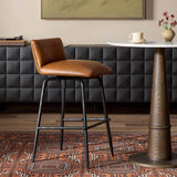 Ridley Leather Swivel Stool, Sonoma Chestnut by Four Hands-Furniture - Chairs-High Fashion Home