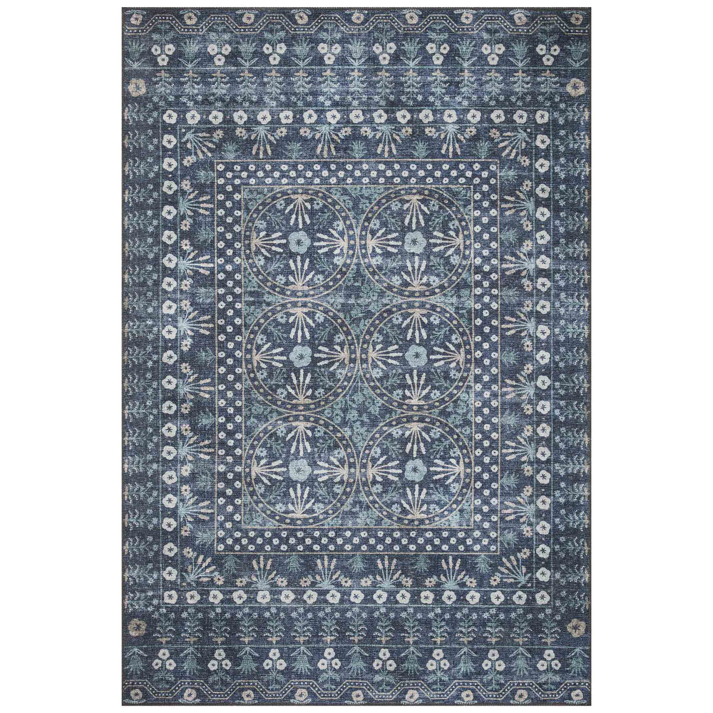 Rifle Paper Co. x Loloi Rug Maison MAO-03, Rosette Blue-Rugs-High Fashion Home