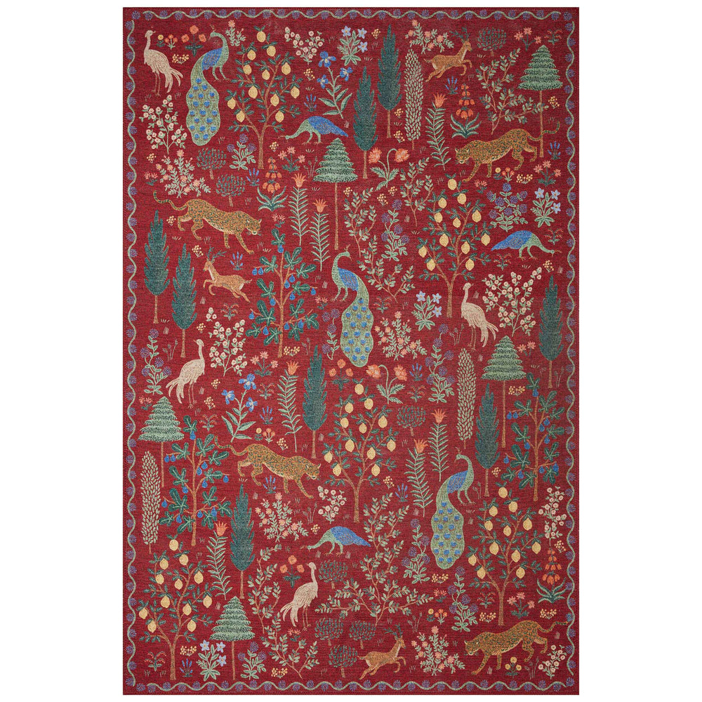 Rifle Paper Co. x Loloi Rug Menagerie MEN-02, Crimson-Rugs-High Fashion Home