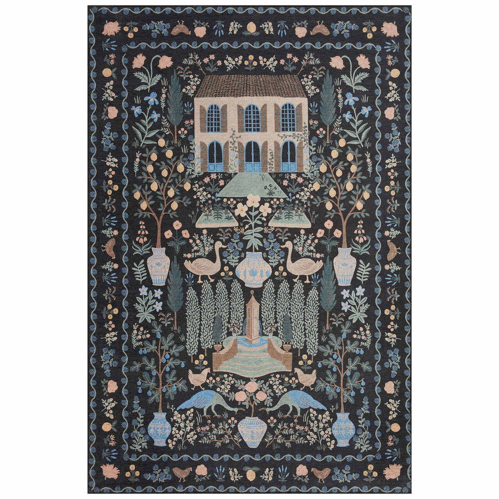 Rifle Paper Co. x Loloi Rug Menagerie MEN-03, Black-Rugs-High Fashion Home