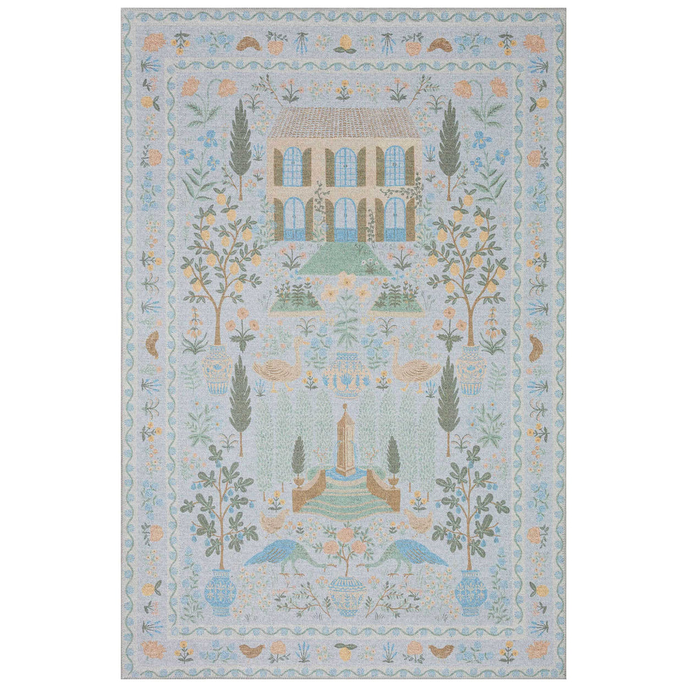 Rifle Paper Co. x Loloi Rug Menagerie MEN-03, Light Blue-Rugs-High Fashion Home