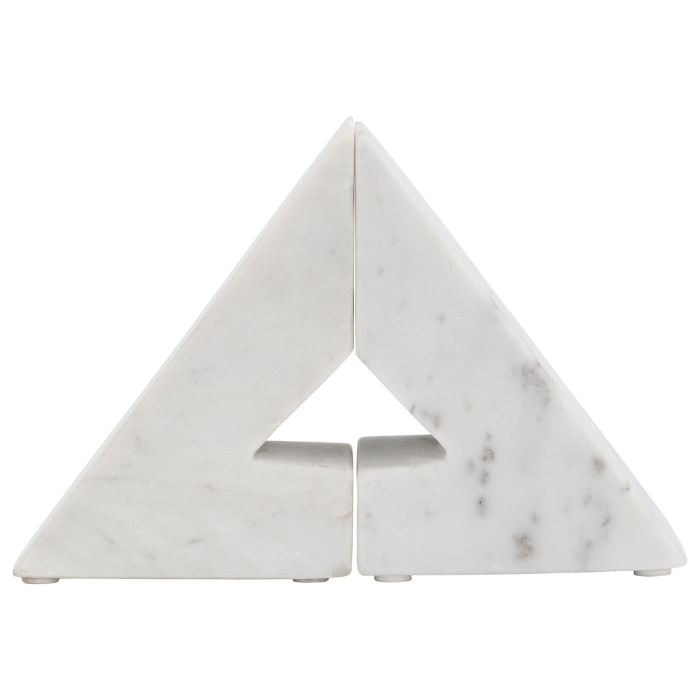 Right Triangle Bookends, White-Accessories-High Fashion Home