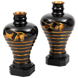 Rising Swan Vases, Black/Gold, Set of 2-Accessories-High Fashion Home