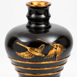 Rising Swan Vases, Black/Gold, Set of 2-Accessories-High Fashion Home