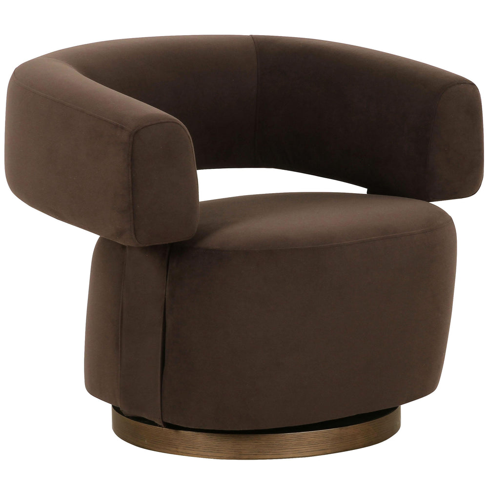 River Swivel Accent Chair, Chocolate Brown-Furniture - Chairs-High Fashion Home