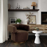 River Swivel Accent Chair, Chocolate Brown-Furniture - Chairs-High Fashion Home
